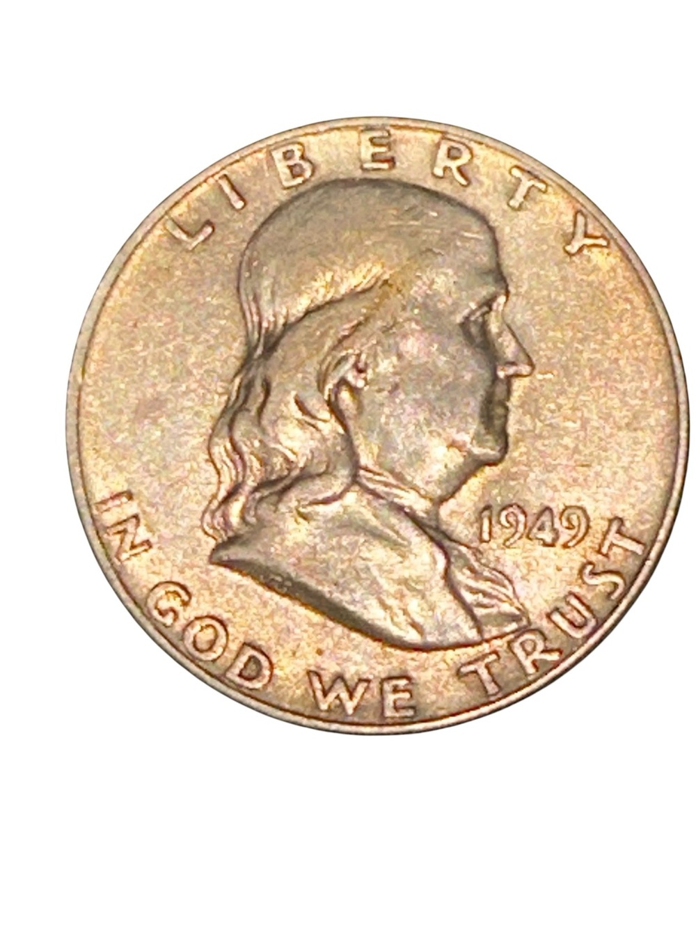 1949 Franklin Half Dollar - Gold-Toned Silver Coin - Picture 5 of 6